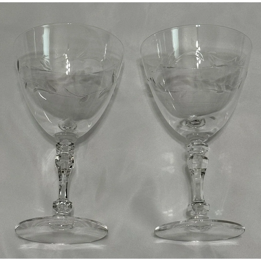Tiffin-Franciscan June Night Crystal Wine Water Glasses Fine Dining Set VTG